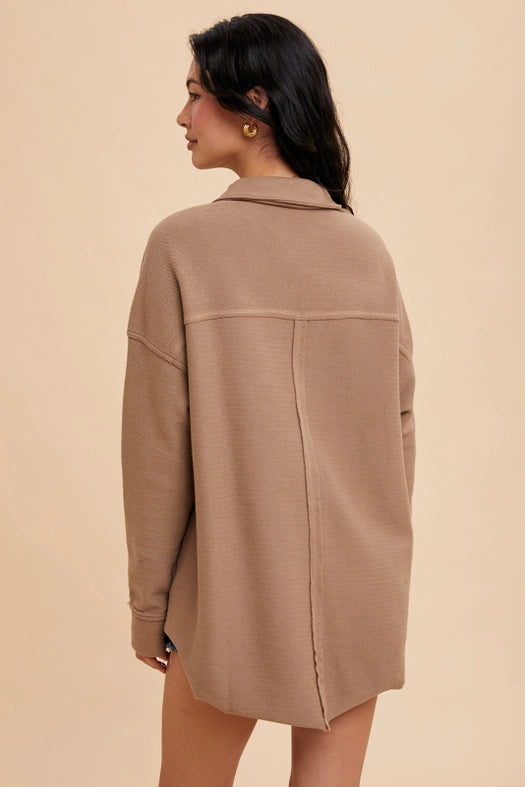 Collared Button Front Sweatshirt TAUPE-Sweatshirt-In Loom-S-Urbanheer