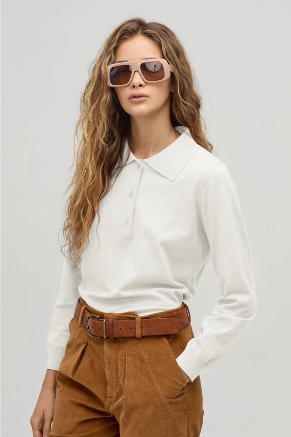 College Polo Sweater - White-Sweater-Lanhtropy-S-White-Urbanheer