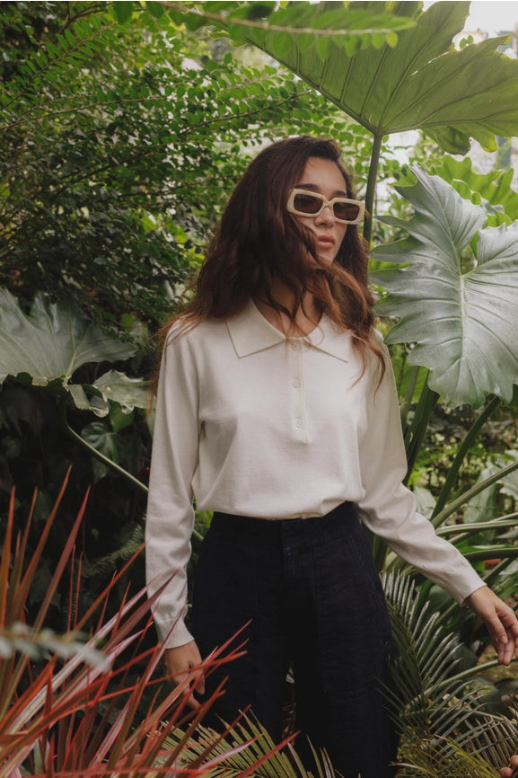 College Polo Sweater - White-Sweater-Lanhtropy-S-White-Urbanheer