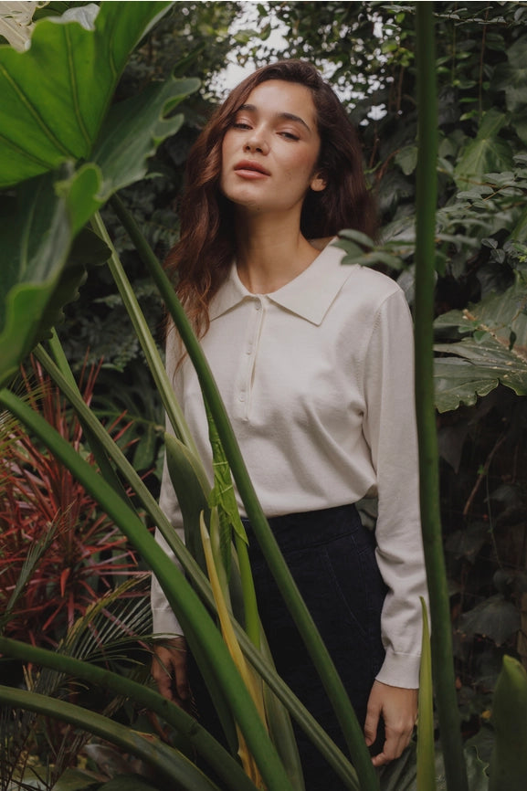 College Polo Sweater - White-Sweater-Lanhtropy-S-White-Urbanheer