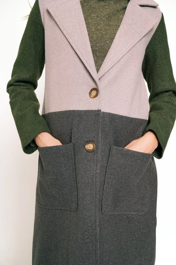 Color Block Long Coat Char-Coat-Mystree-S-Char-Urbanheer