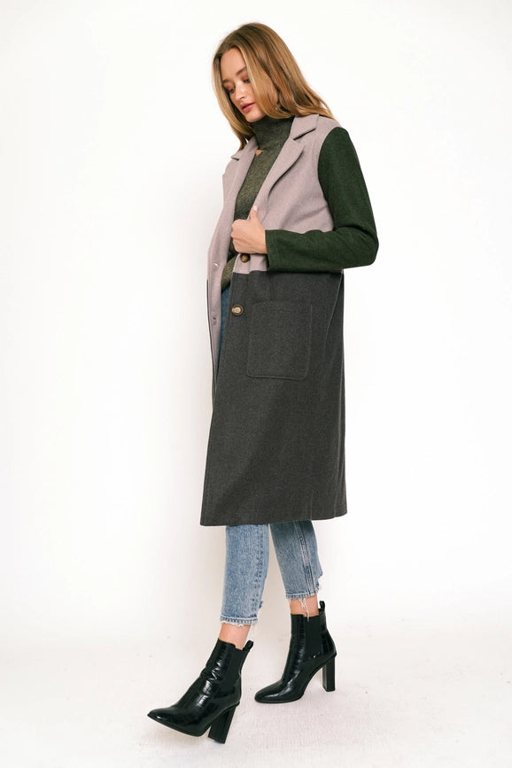 Color Block Long Coat Char-Coat-Mystree-S-Char-Urbanheer