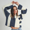 Color Block Mock Turtleneck Sweater NAVY / IVORY-Sweater-BUTTERMELON-S-Urbanheer