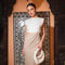 Color Block Padded Shoulder Cutout Midriff Dress-Dress-Fore Collection-S-White/Taupe-Urbanheer