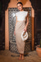 Color Block Padded Shoulder Cutout Midriff Dress-Dress-Fore Collection-S-White/Taupe-Urbanheer