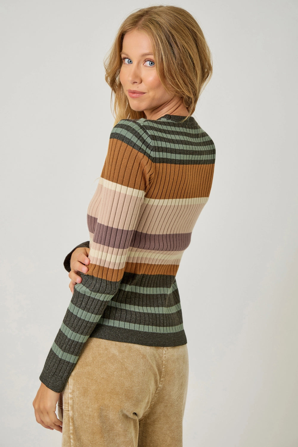 Color Block Striped Sweater Top