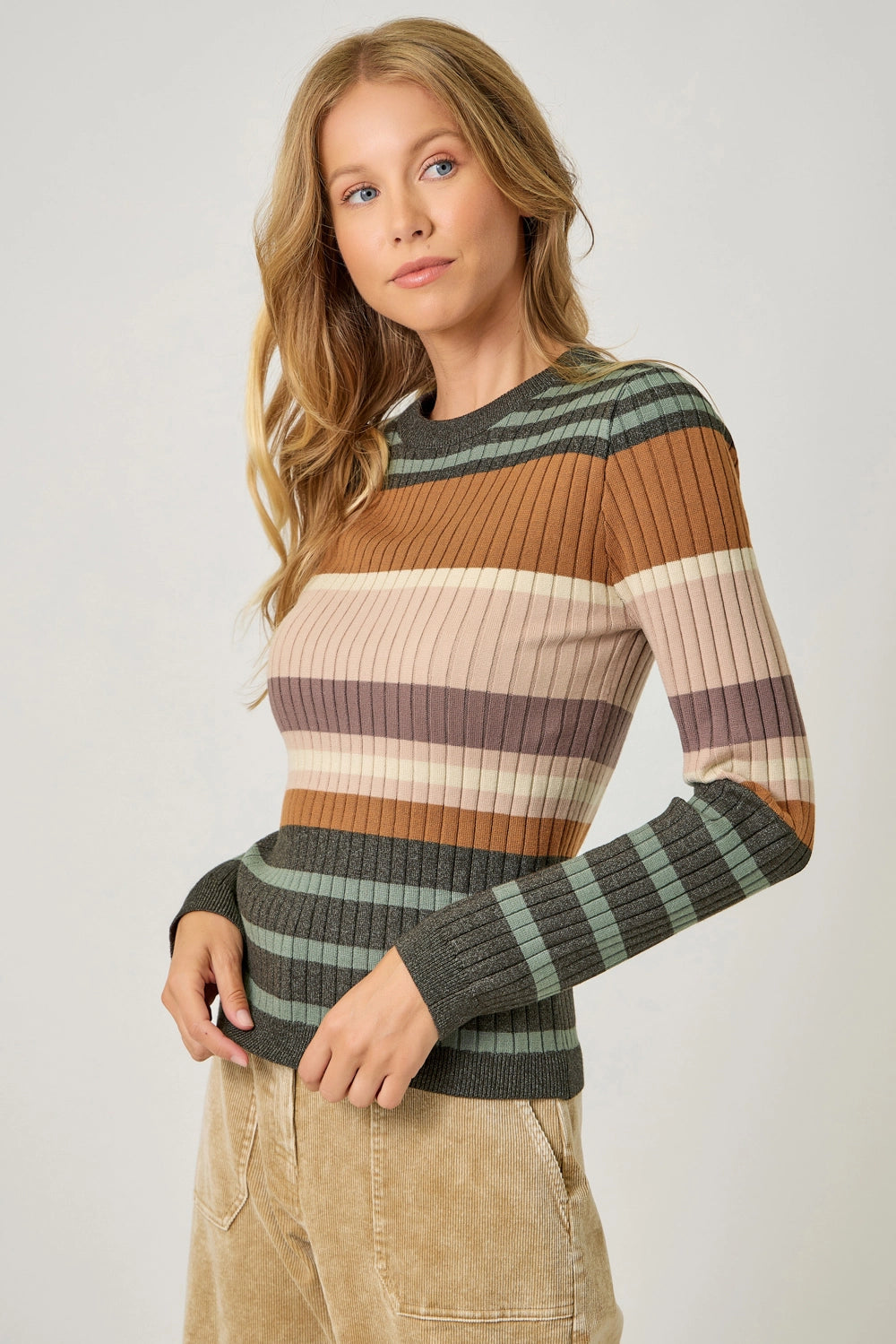 Color Block Striped Sweater Top