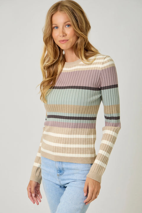 Color Block Striped Sweater Top