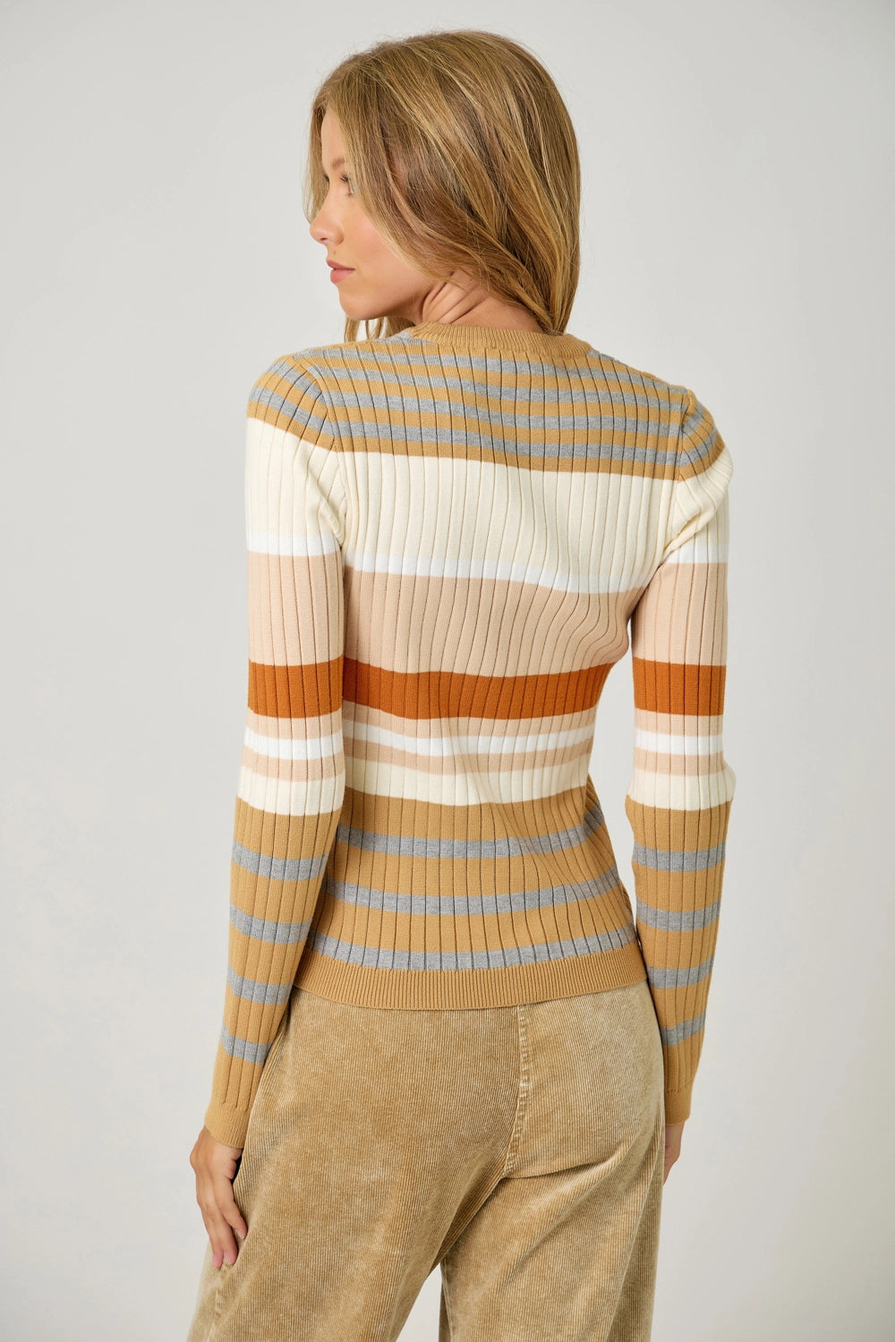 Color Block Striped Sweater Top