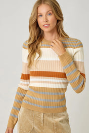 Color Block Striped Sweater Top