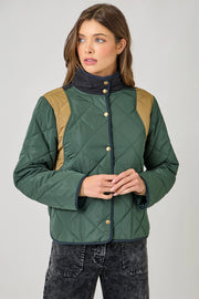 Color Blocked Padded Jacket in Green