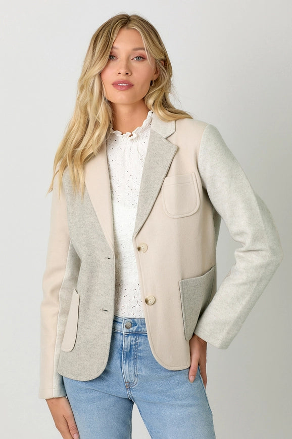 Color Blocked Sport Coat Oatmeal-Coat-Mystree-S-Oatmeal-Urbanheer