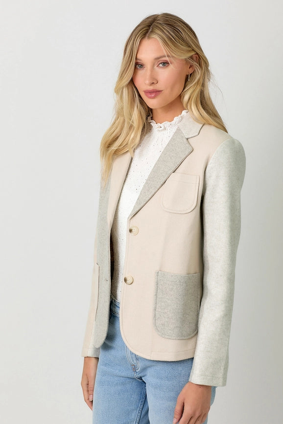Color Blocked Sport Coat Oatmeal-Coat-Mystree-S-Oatmeal-Urbanheer