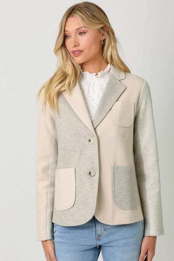 Color Blocked Sport Coat Oatmeal-Coat-Mystree-S-Oatmeal-Urbanheer