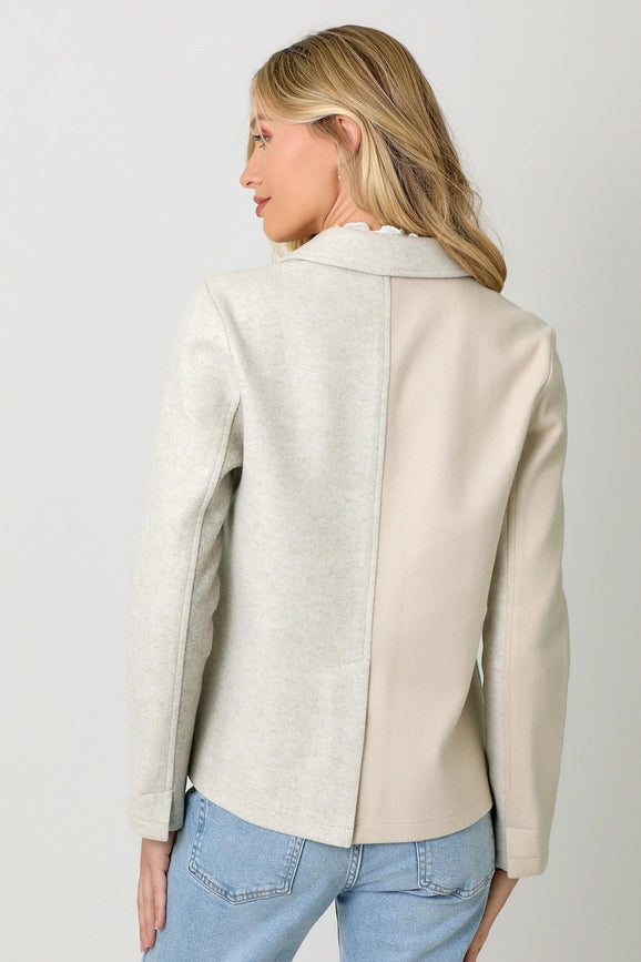 Color Blocked Sport Coat Oatmeal-Coat-Mystree-S-Oatmeal-Urbanheer