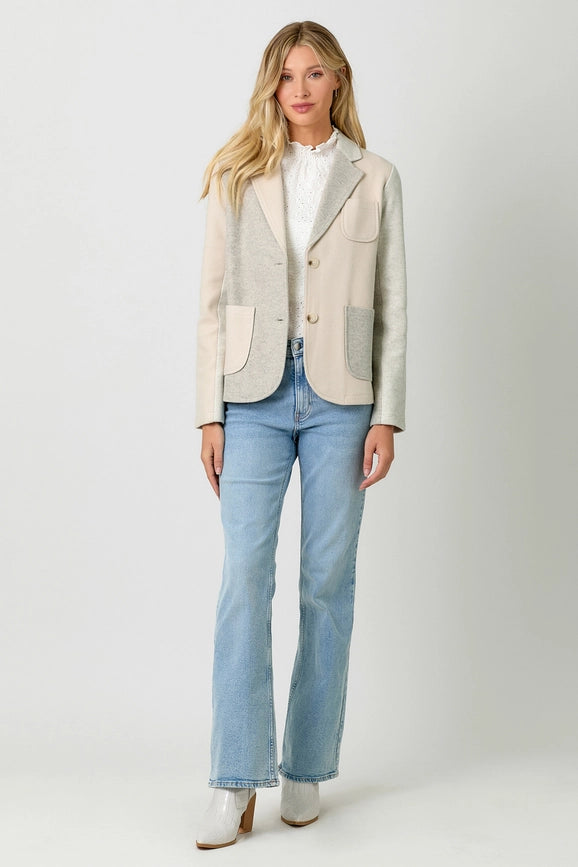 Color Blocked Sport Coat Oatmeal-Coat-Mystree-S-Oatmeal-Urbanheer