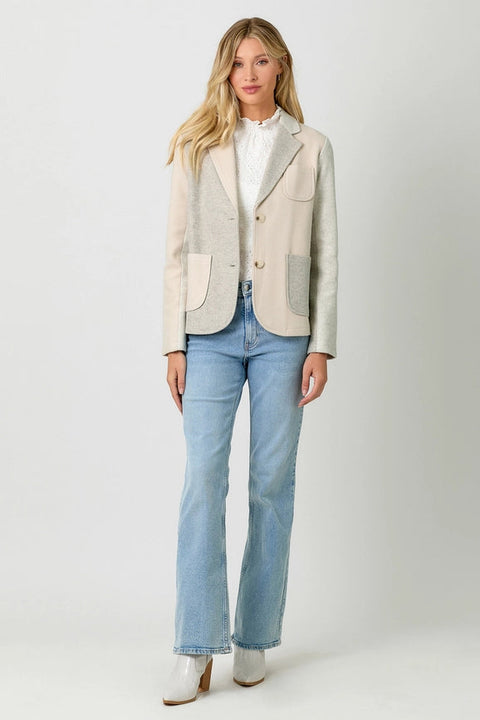Color Blocked Sport Coat Oatmeal-Coat-Mystree-S-Oatmeal-Urbanheer