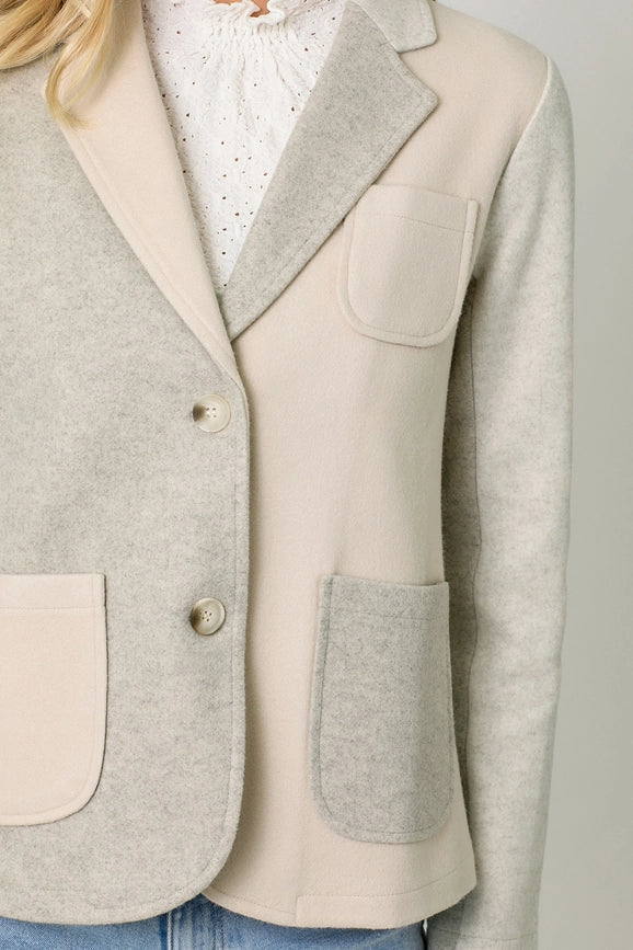 Color Blocked Sport Coat Oatmeal-Coat-Mystree-S-Oatmeal-Urbanheer