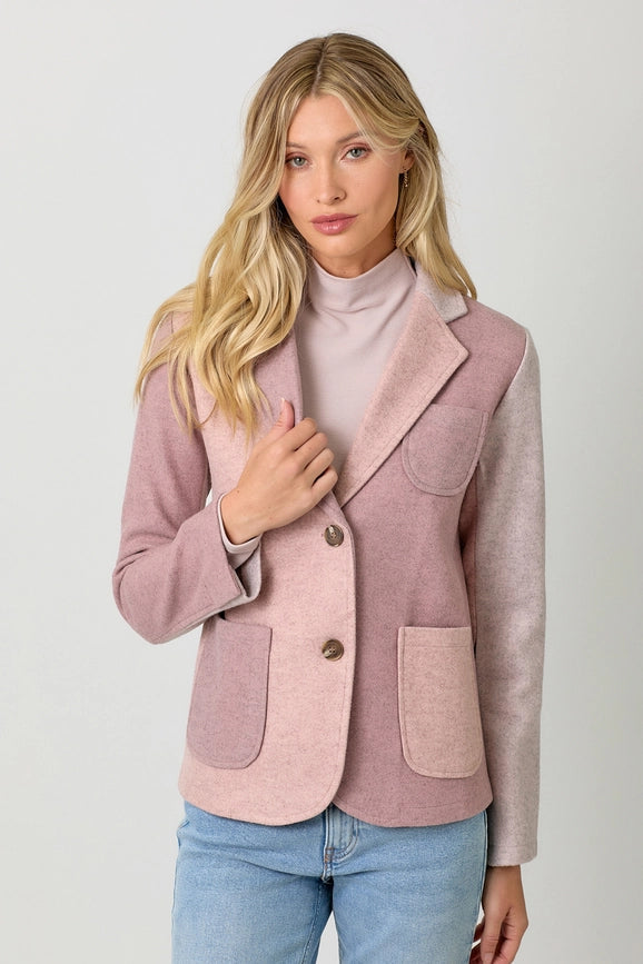 Color Blocked Sport Coat Winter Rose-Coat-Mystree-S-Winter Rose-Urbanheer