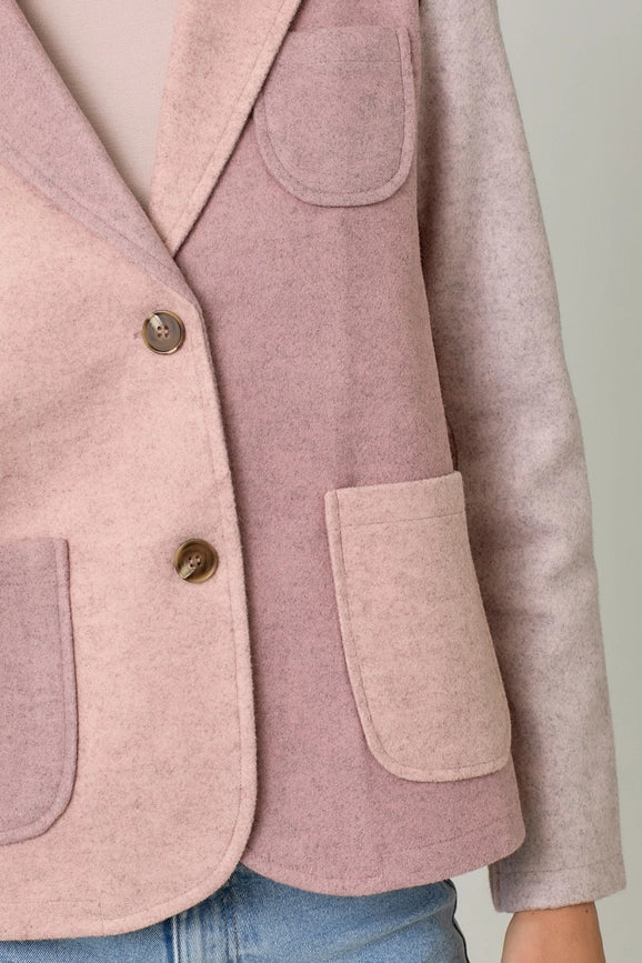 Color Blocked Sport Coat Winter Rose-Coat-Mystree-S-Winter Rose-Urbanheer