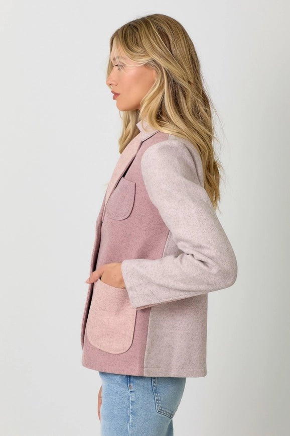 Color Blocked Sport Coat Winter Rose-Coat-Mystree-S-Winter Rose-Urbanheer