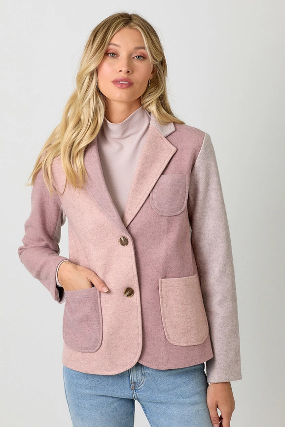 Color Blocked Sport Coat Winter Rose-Coat-Mystree-S-Winter Rose-Urbanheer