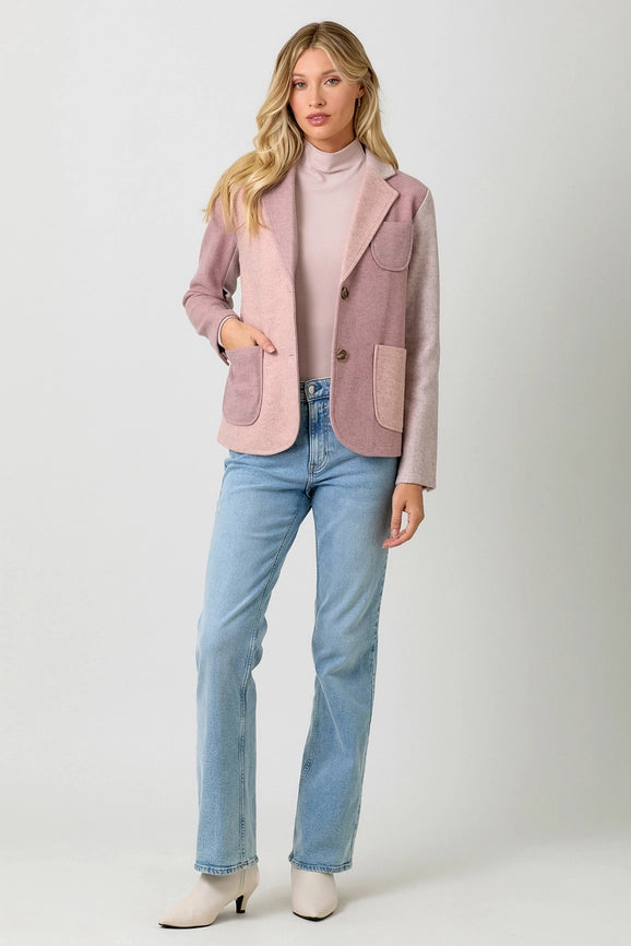 Color Blocked Sport Coat Winter Rose-Coat-Mystree-S-Winter Rose-Urbanheer