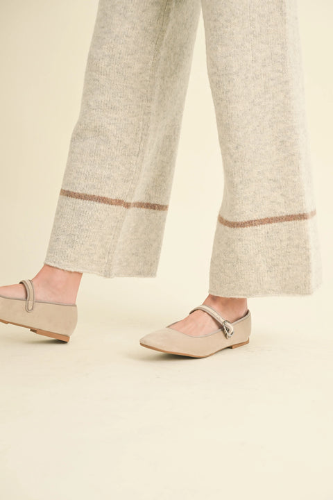 Color Contrasted Detail Knitted Pants