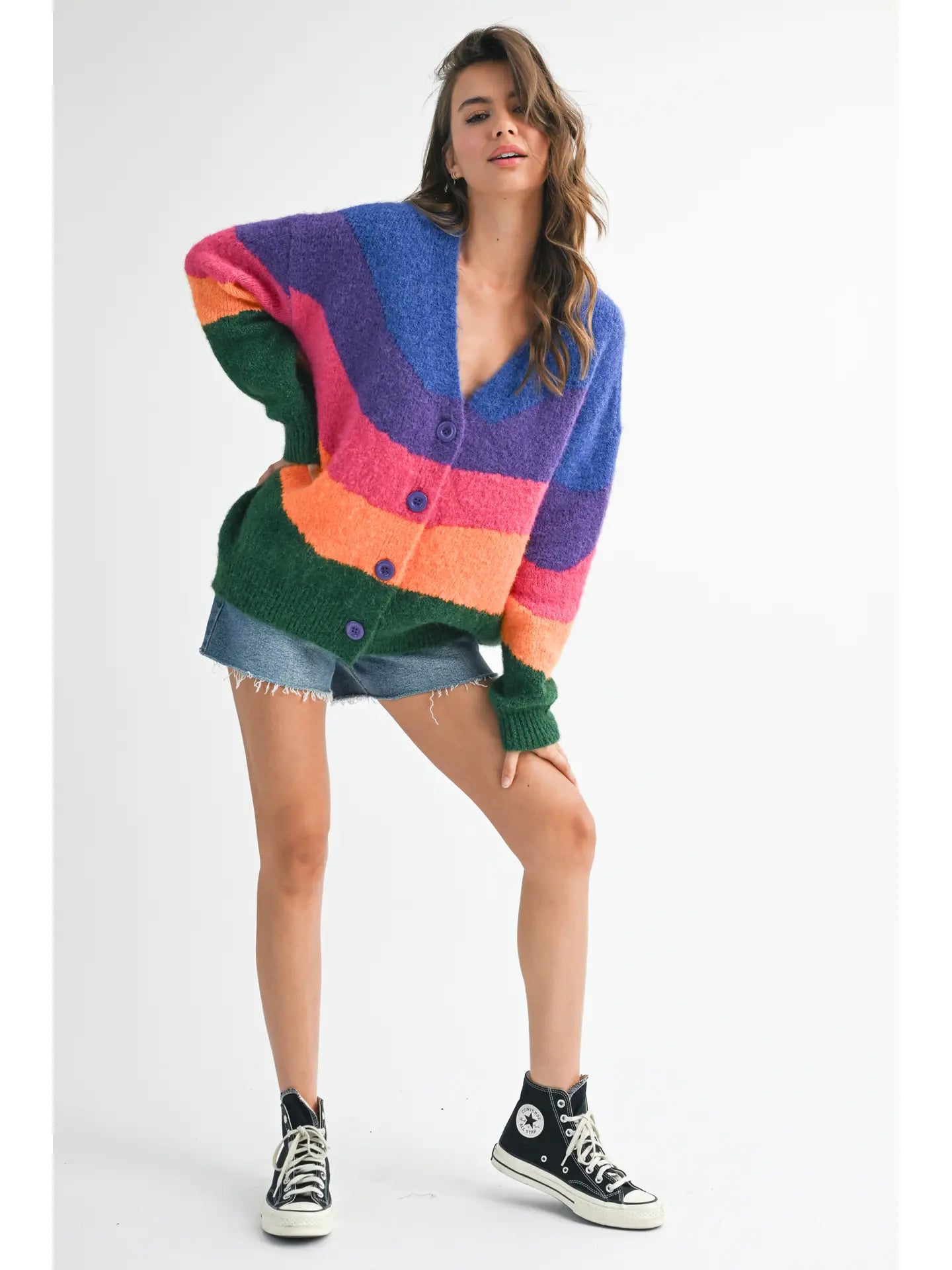 Colorblock Fuzzy Cardigan