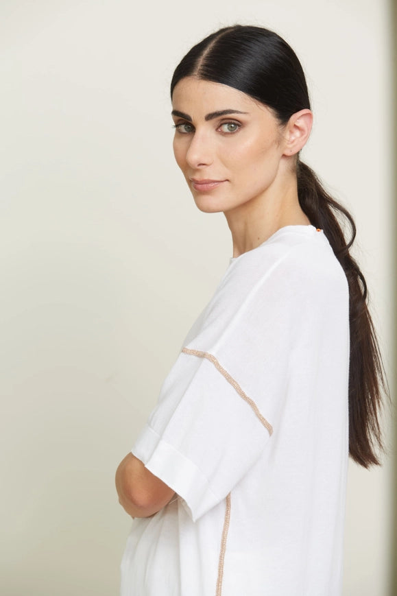 Comfort Fit Short Sleeve Crewneck With Lurex - Emily-Top-Tenné-S-Urbanheer
