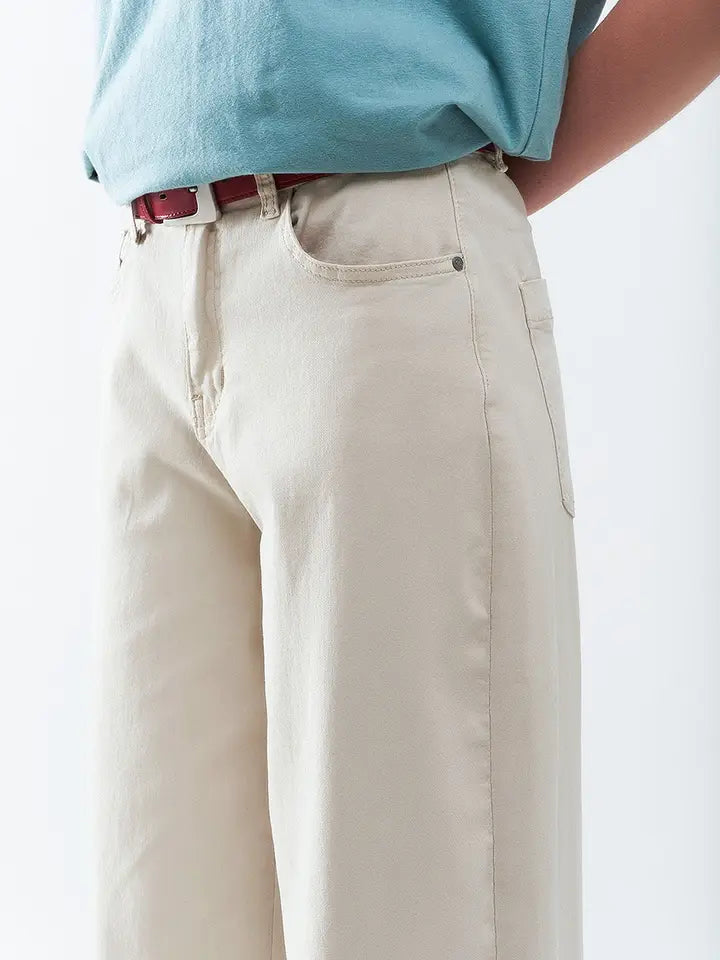 Comfortable Stretch Jeans with Barrel Leg in Beige-Jeans-Q2-XS-BEIGE-Urbanheer