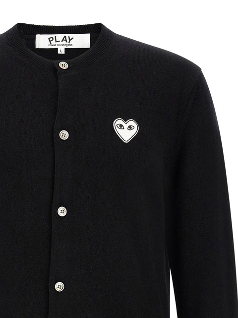 Comme Des Garçons Play Wool Cardigan With Heart Patch