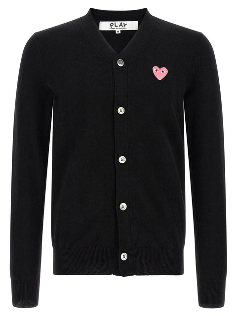 Comme Des Garçons Play Wool Cardigan With Heart Patch