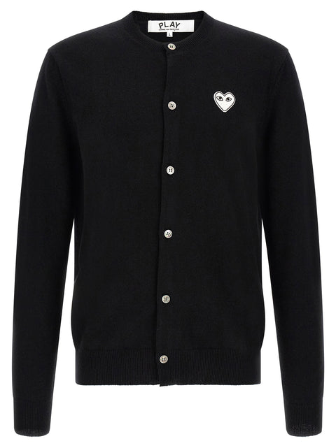Comme Des Garçons Play Wool Cardigan With Heart Patch