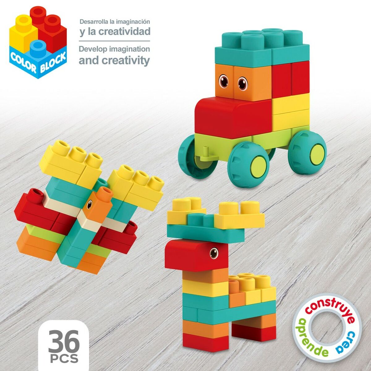 Construction set Color Block Bag 36 Pieces (6 Units)-Toys and games-Color Block-Urbanheer