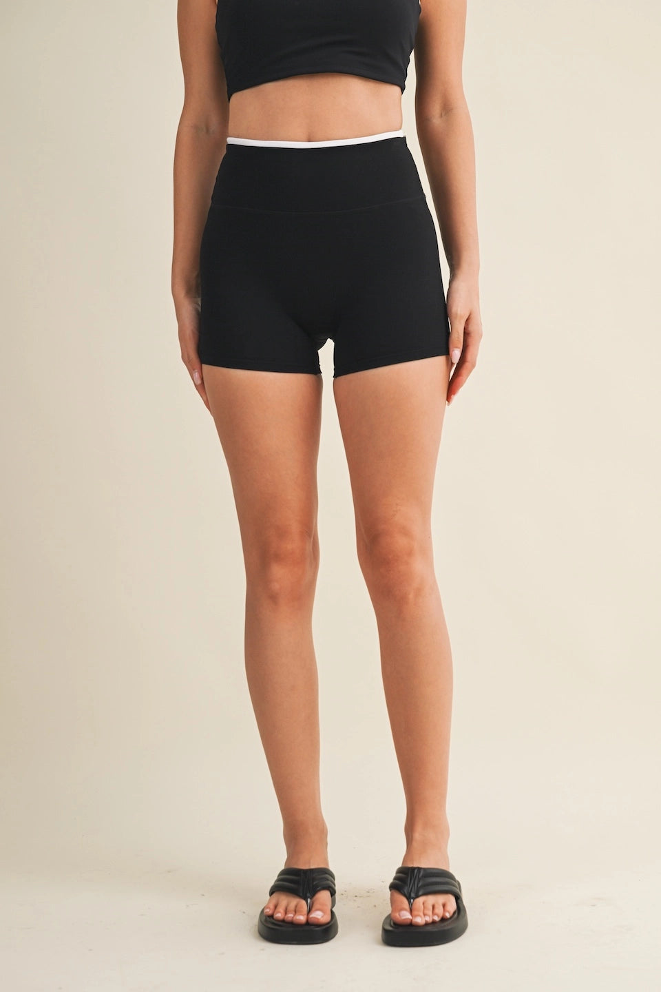 Contrast Binding Biker Shorts