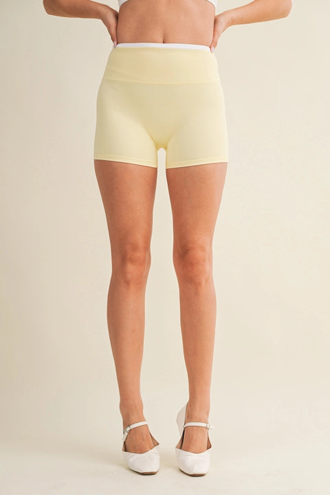 Contrast Binding Biker Shorts