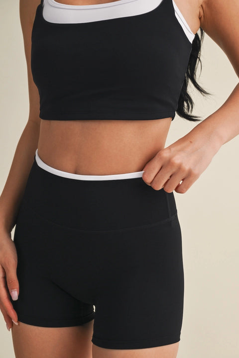 Contrast Binding Biker Shorts