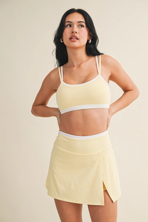 Contrast Binding Skort with Slit - Lemon