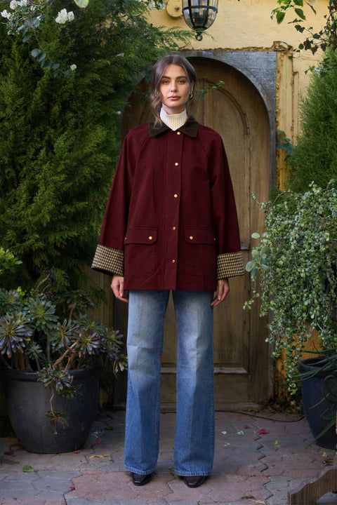 Contrast Collar Barn Coat