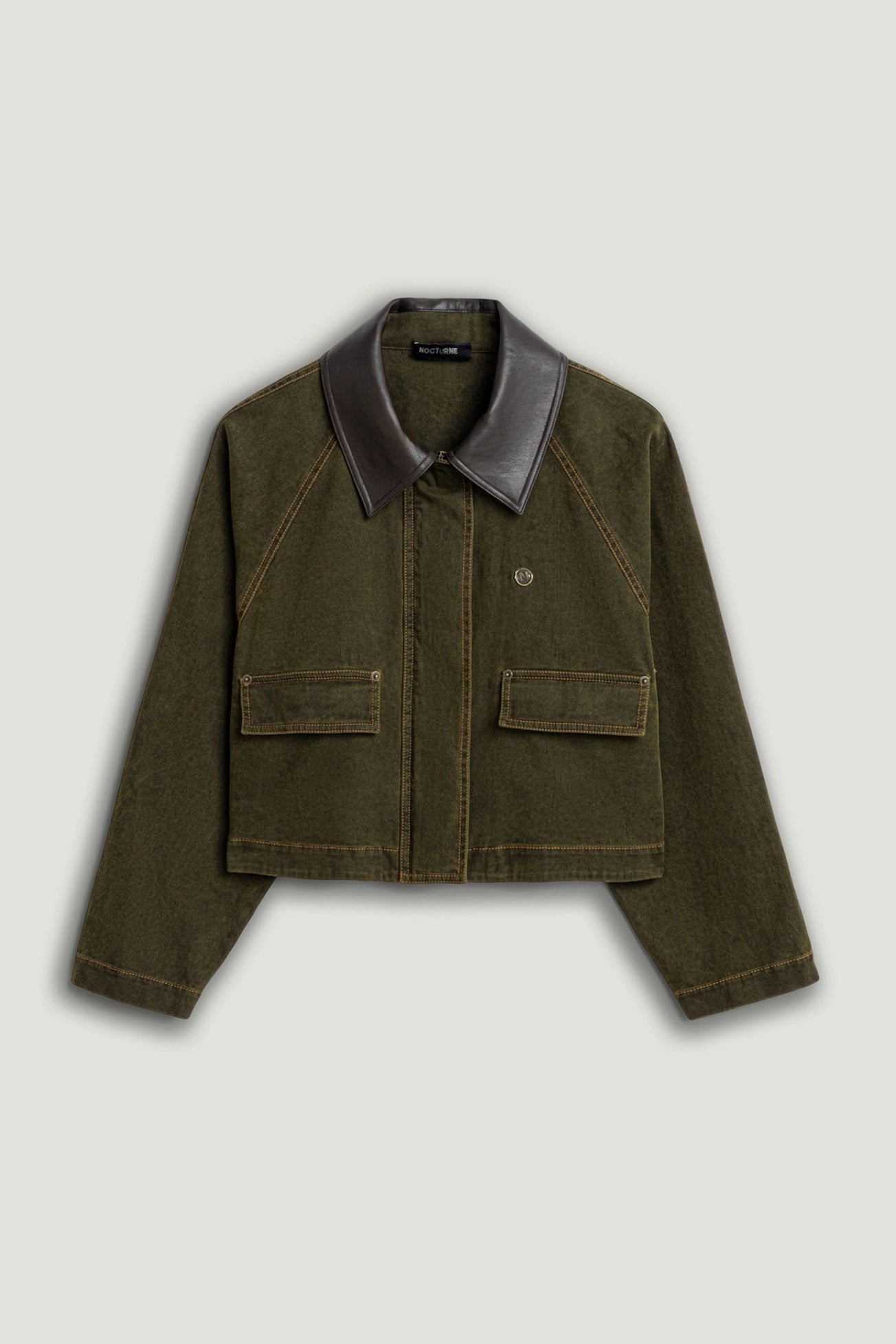 Contrast Collar Utility Cropped Jacket