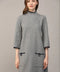 Contrast Color Knit Mock Neck Sweater Dress GREY / NAVY-Dress-FATE-S-Urbanheer