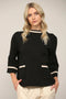 Contrast Lurex Yarn Mock Neck Sweater BLACK/GOLD-Sweater-FATE-S-Urbanheer