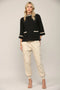 Contrast Lurex Yarn Mock Neck Sweater BLACK/GOLD-Sweater-FATE-S-Urbanheer