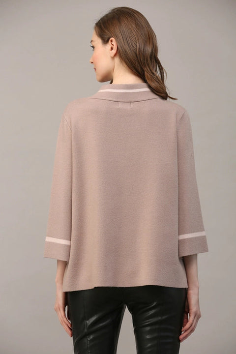 Contrast Lurex Yarn Mock Neck Sweater COCOA / BLUSH-Sweater-FATE-S-Urbanheer
