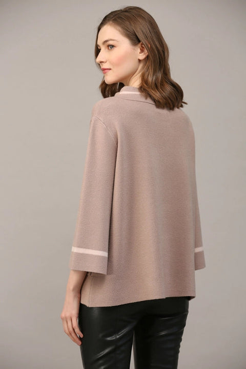 Contrast Lurex Yarn Mock Neck Sweater COCOA / BLUSH-Sweater-FATE-S-Urbanheer