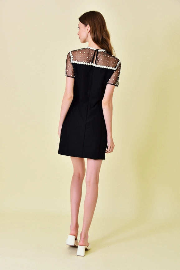 Contrast Pearl Tulle Dress-Dress-Fore Collection-S-Black-Urbanheer