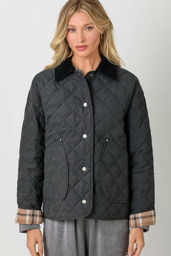 Contrast Quilted Jacket Black-Jacket-Mystree-S-Black-Urbanheer