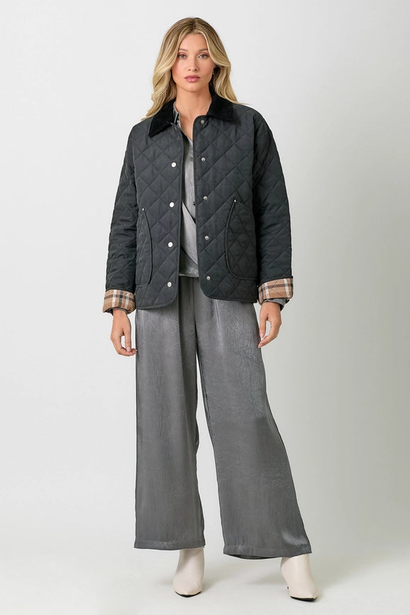 Contrast Quilted Jacket Black-Jacket-Mystree-S-Black-Urbanheer