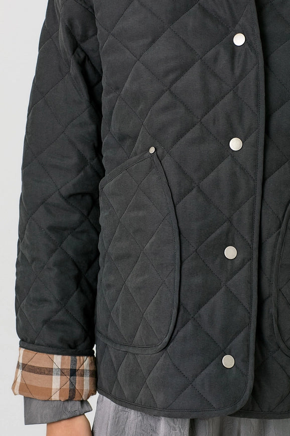 Contrast Quilted Jacket Black-Jacket-Mystree-S-Black-Urbanheer